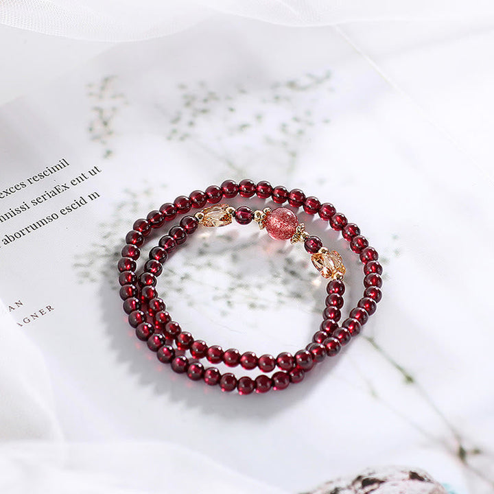 Armband Erdbeerquarz Granat Schmetterling – Schutz