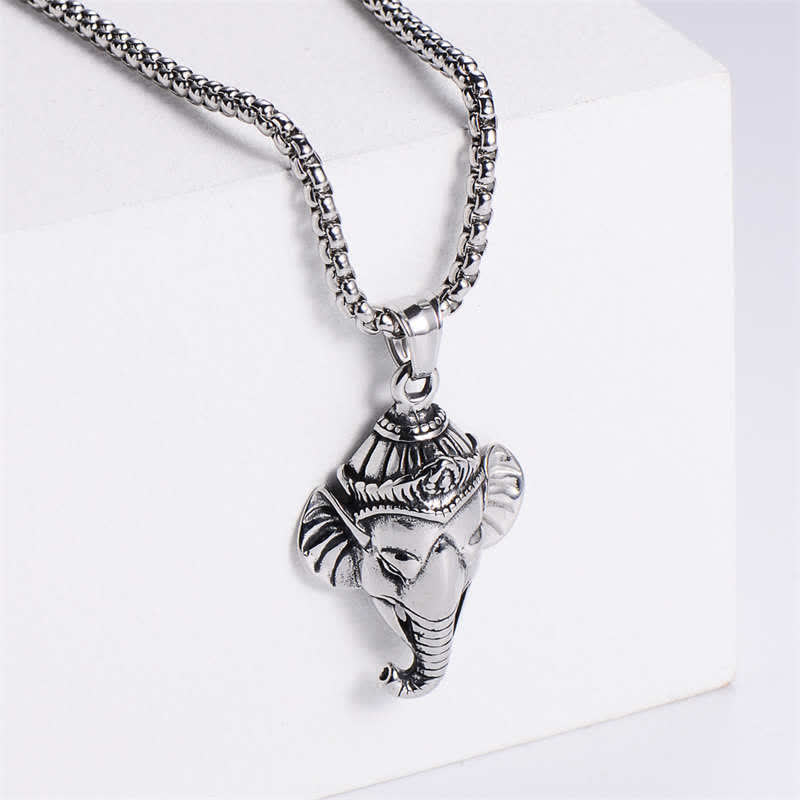 Elefanten Kette Ganesha Titanstahl Silber