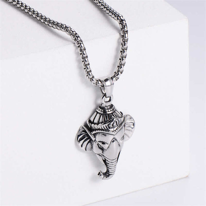 Elefanten Kette Ganesha Titanstahl Silber