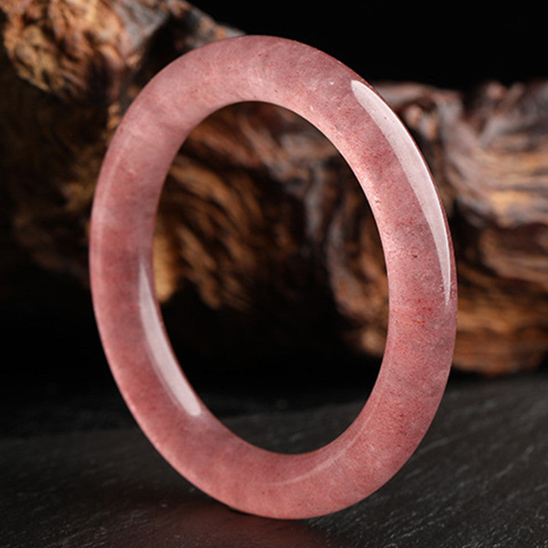 Armband Erdbeerquarz – Heilung & Liebe, rosa Naturstein, poliert, elegant glänzend