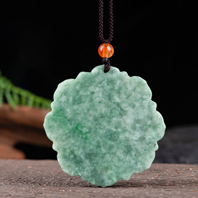 Grüne Jade Lotus Kette Glück Wohlstand Heilstein Anhängerbraun