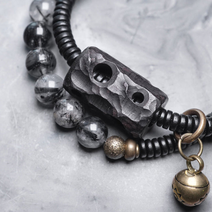 Armband Kupfer Ebenholz Paar – Energie schwarze Perlen Glocke