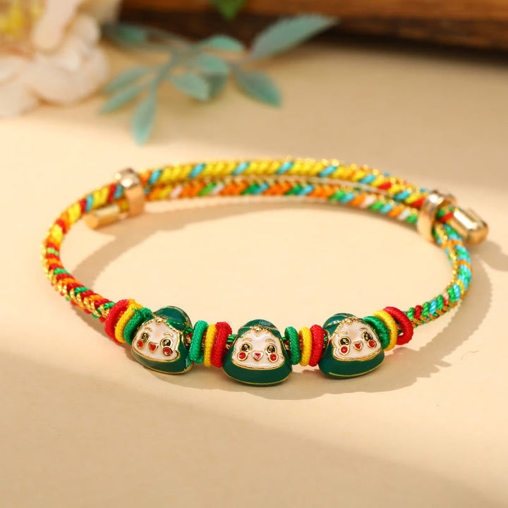 Armband bunt Zongzi Glück elastisch geflochtenes Seilband grün weiß rot gelb