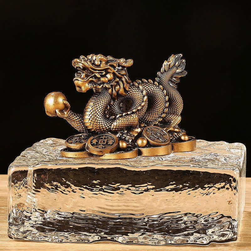 Drachen Figur Deko Kupfer Reichtum Braun Klein
