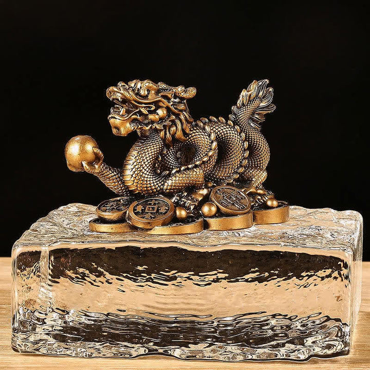 Drachen Figur Deko Kupfer Reichtum Braun Klein