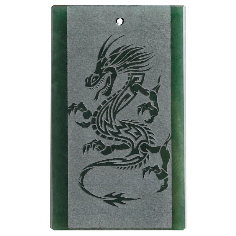 Anhänger Cyan Jade Drachen graviert Erfolg
