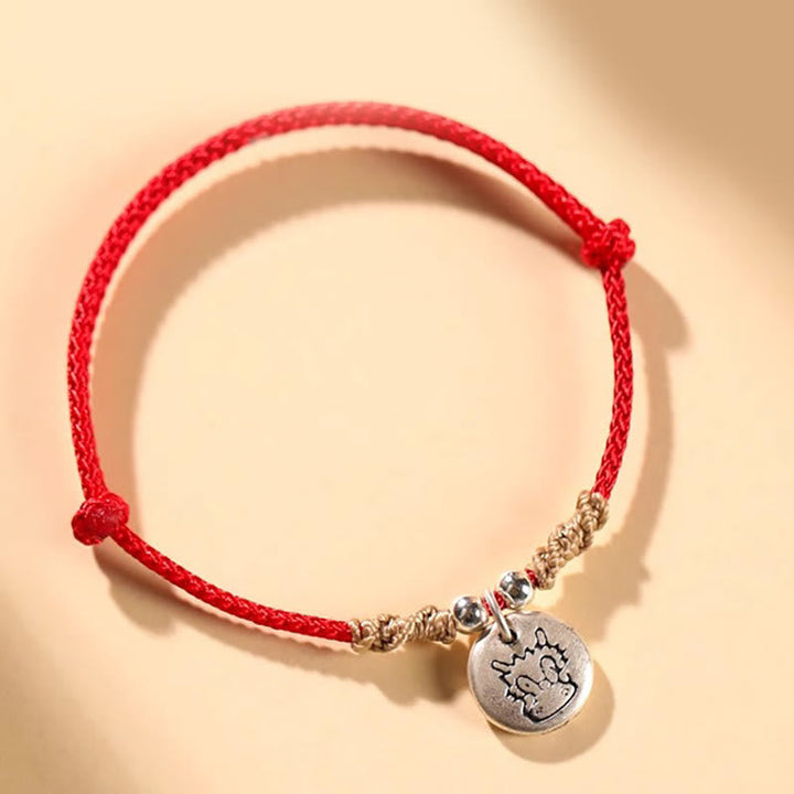 Rotes Armband 925 Silber Chinesisches Tierkreis Glück Harmonie Charm.