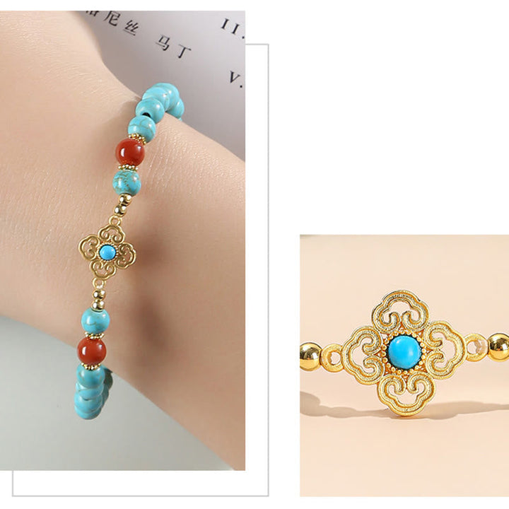 Armband Türkis – Schutz & Balance mit Karneol Goldverzierung elegant.