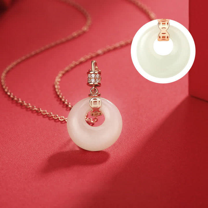 Kette weiße jade münze – klarheit & schutz