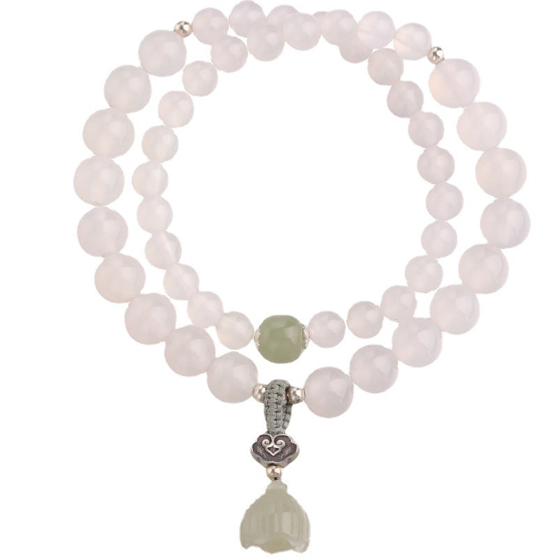 Rosaquarz Armband Achat Jade Lotus Schutz Naturstein elastisch.