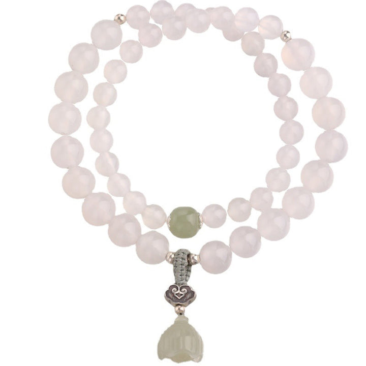 Rosaquarz Armband Achat Jade Lotus Schutz Naturstein elastisch.