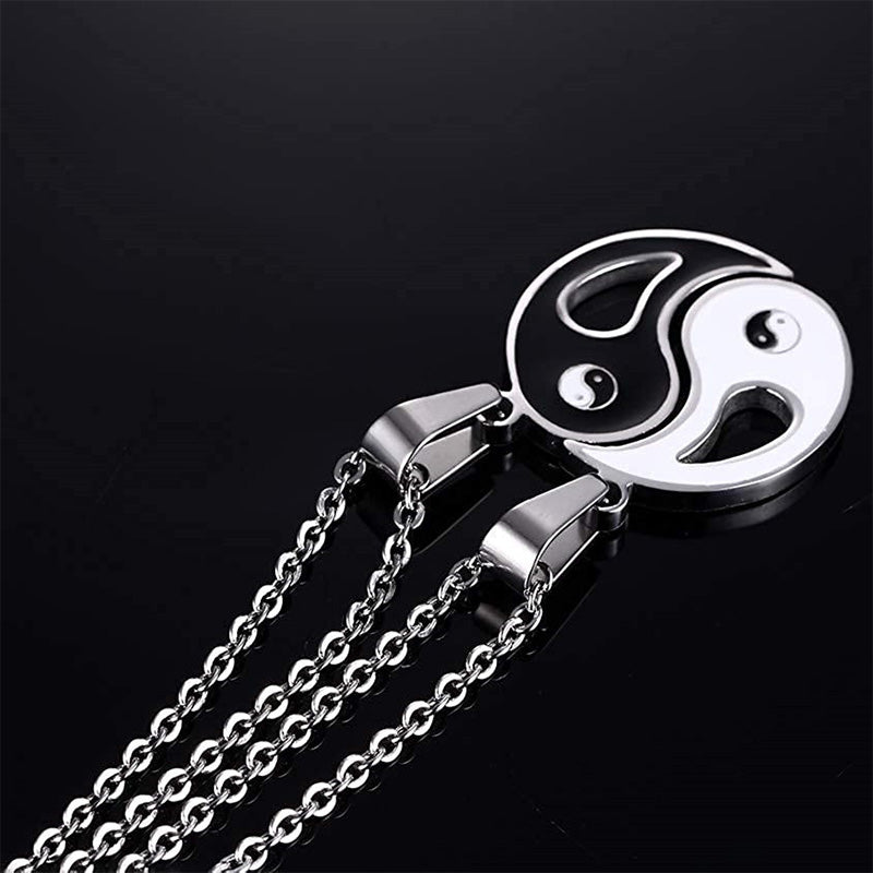 Kette Yin Yang Stein – Bild 8 – Silberne Kette Yin Yang Anhänger zwei Teile teilbar Partnerkette
