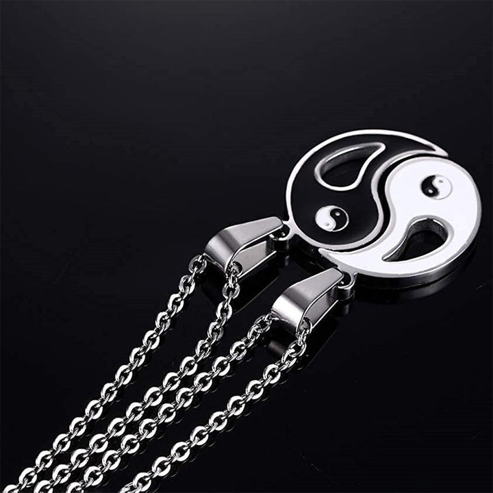 Kette Yin Yang Stein – Bild 8 – Silberne Kette Yin Yang Anhänger zwei Teile teilbar Partnerkette