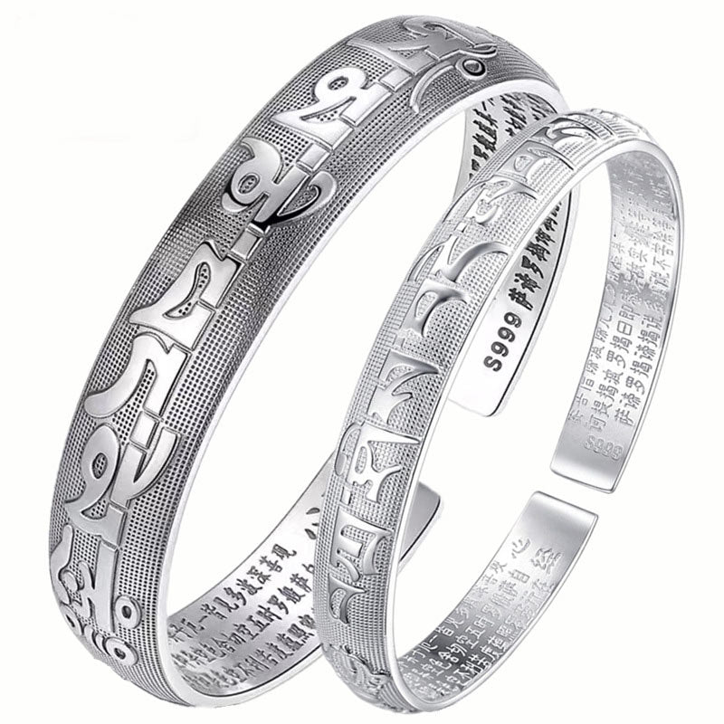 Armband Tibet Sanskrit Weiß Kupfer Meditation Paar Schmuck Closeup