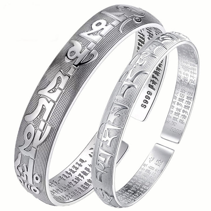 Armband Tibet Sanskrit Weiß Kupfer Meditation Paar Schmuck Closeup