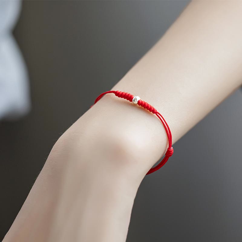 Armband 925 Sterling Silber Glücksperle Schutz Rotes Band