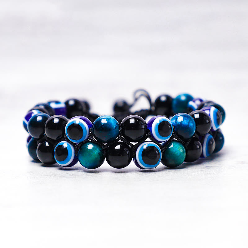 Schutzarmband Tigerauge Blau Schwarz