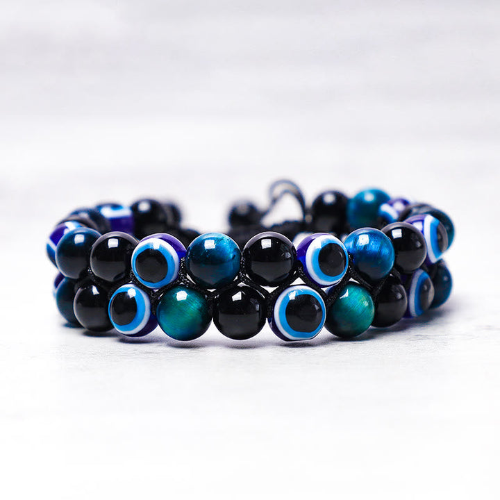 Schutzarmband Tigerauge Blau Schwarz