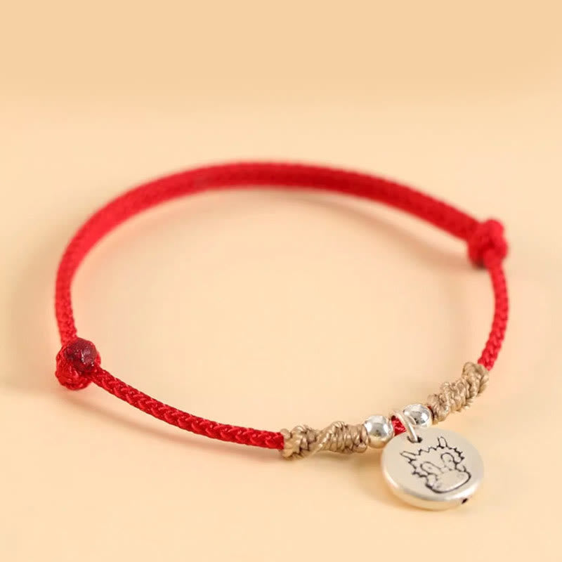 Rotes Armband 925 Silber Chinesisches Tierkreis Charm Glück Harmonie