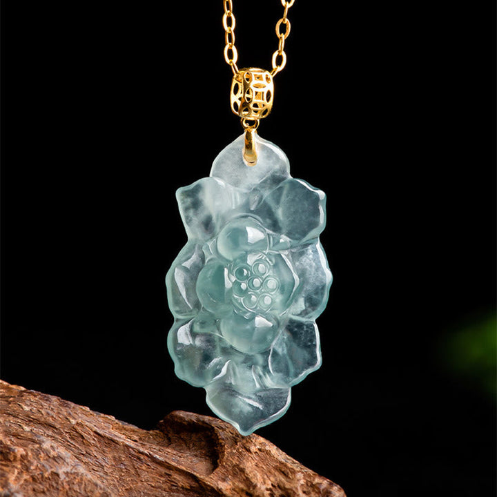 Anhänger Kette Jade Lotos Natur Wohlstand