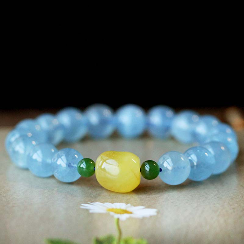 Armband Aquamarin – Heilung & Energie mit Zitrin Naturstein elastisch
