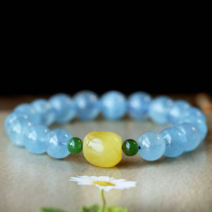 Armband Aquamarin – Heilung & Energie mit Zitrin Naturstein elastisch