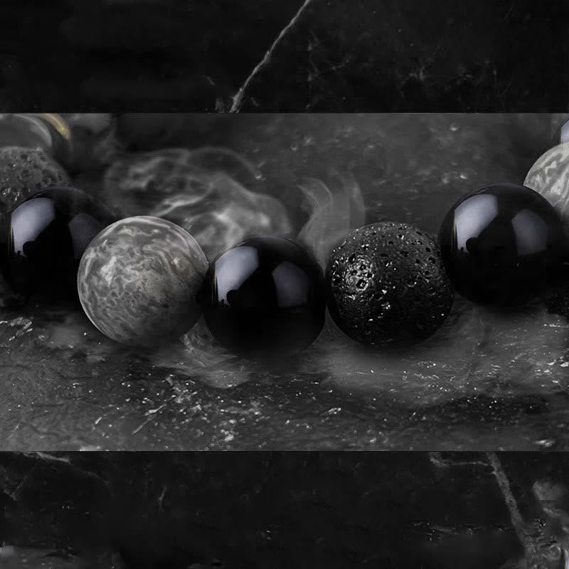 Armband Obsidian Lava – Yin Yang Kraft