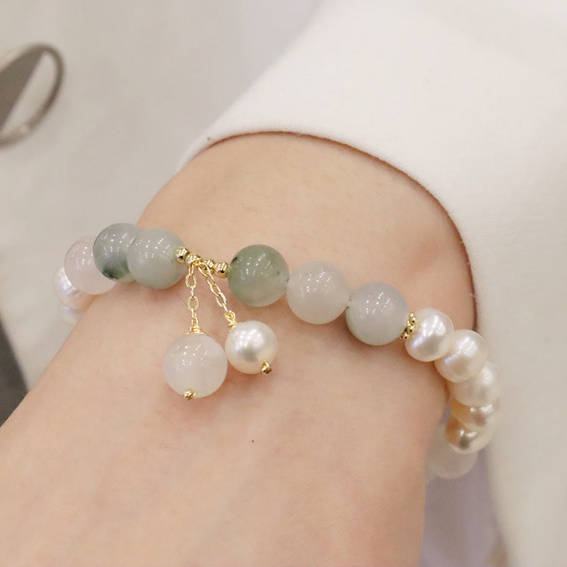 Armband Perle Jade Heilung am Handgelenk mit grünem Stein elegante Perlen