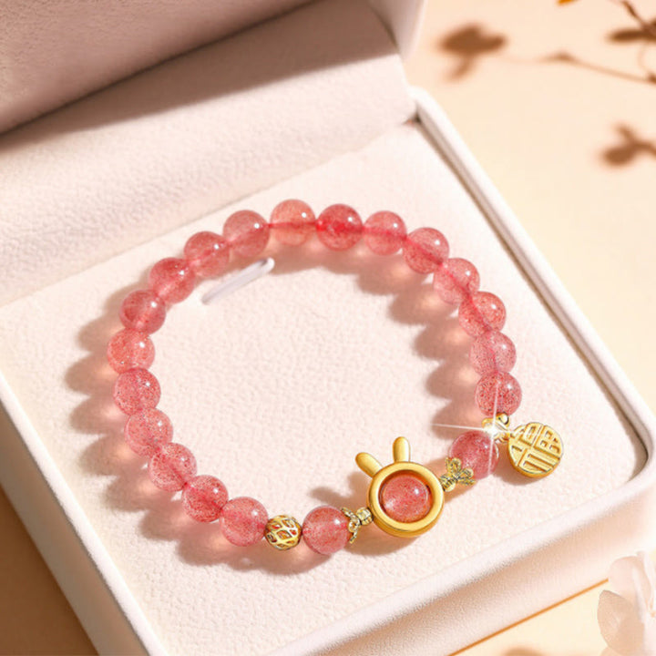 Armband Erdbeerquarz Kristall Fu-Zeichen – Heilung