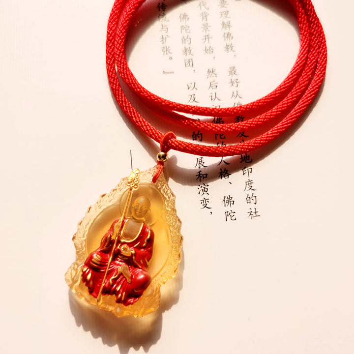 Kette Liuli-Kristall Ksitigarbha Segen rot Anhänger