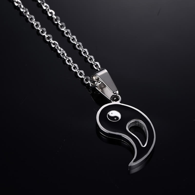 Kette Yin Yang Stein – Bild 10 – Silberne Kette mit schwarzweißem Yin Yang Stein Anhänger elegantes Design