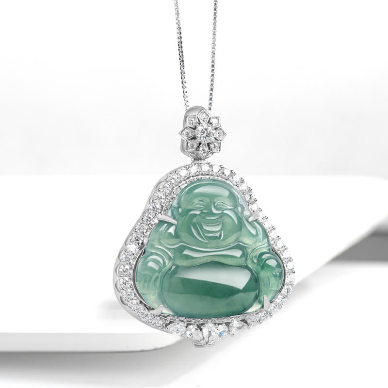 Kette grüne Jade Buddha Anhänger Schmuck
