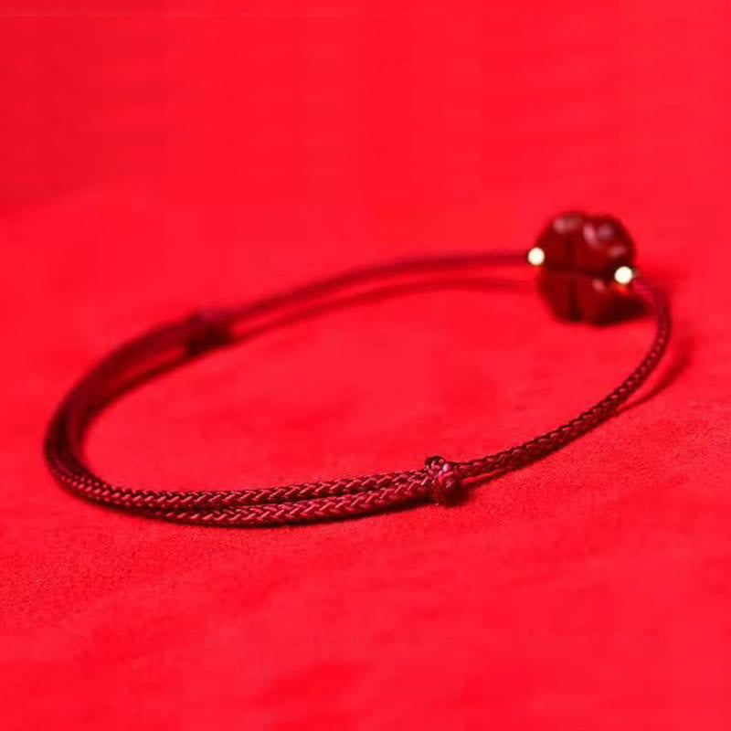 Armband Vierblättriges Kleeblatt Rot Schnur - Segen