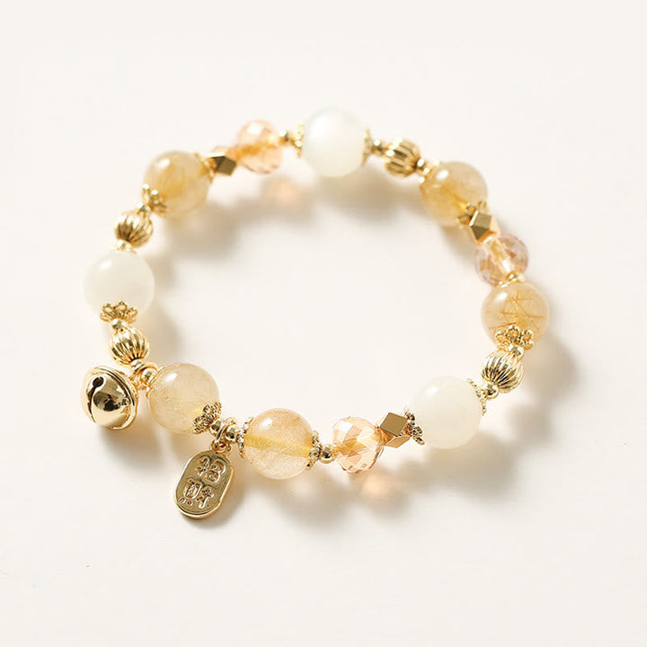 Armband – Glück & Wohlstand & Segen mit Citrin Perlen und goldenem Charm