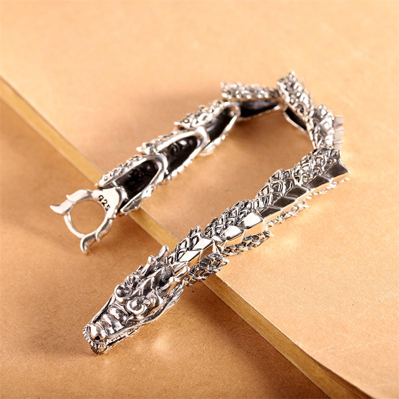 Armband 925 Silber Drachen Glück Erfolg elegant getragen Handgelenk