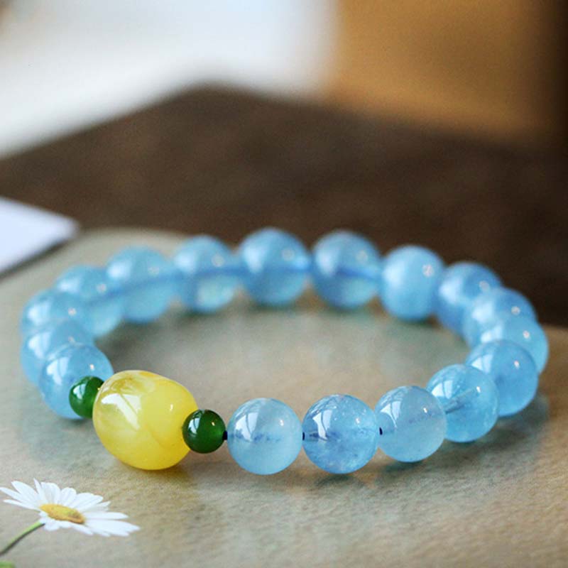 Armband Aquamarin – Heilung & Energie mit gelbem Citrin Stein.