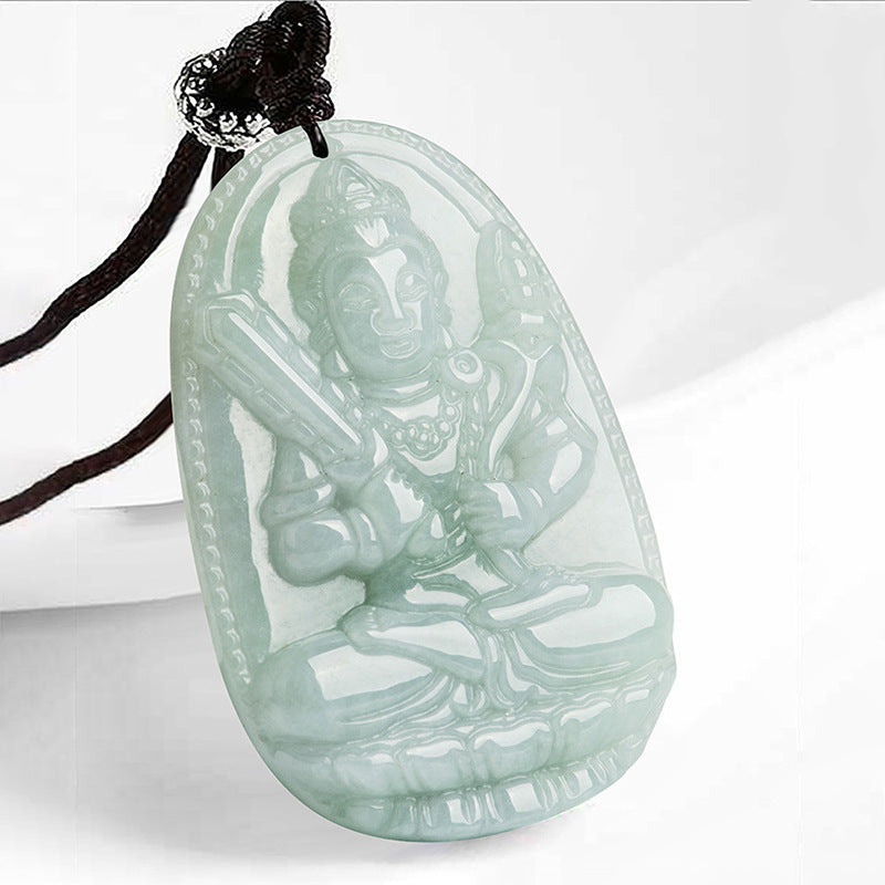 Kette Jade Tierkreis-Buddha Wohlstand Anhänger grün