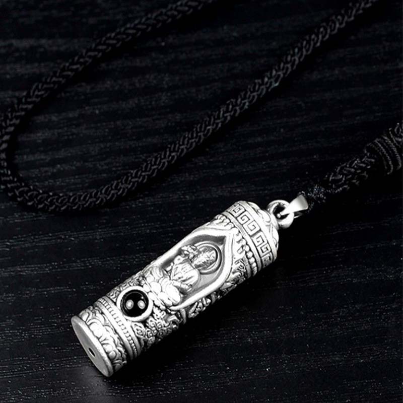 Kette Kristall Tierkreis-Buddha Wohlstand Silber Anhänger Yin-Yang