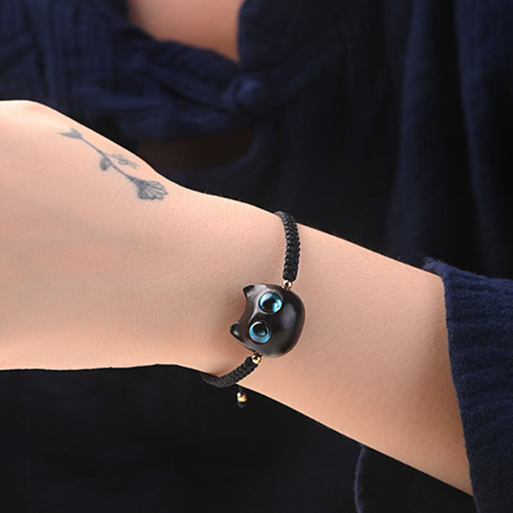 Armband Sandelholz Ebenholz Katze – Schutz & Ruhe