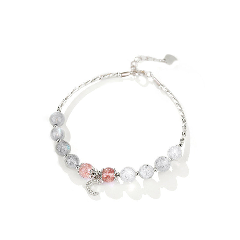 Armband Erdbeerquarz Mondstein – Glück