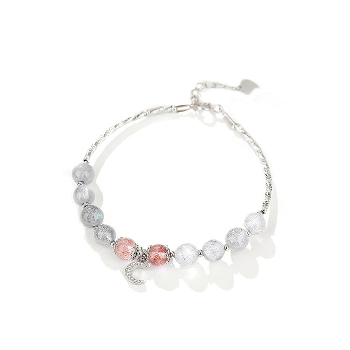 Armband Erdbeerquarz Mondstein – Glück