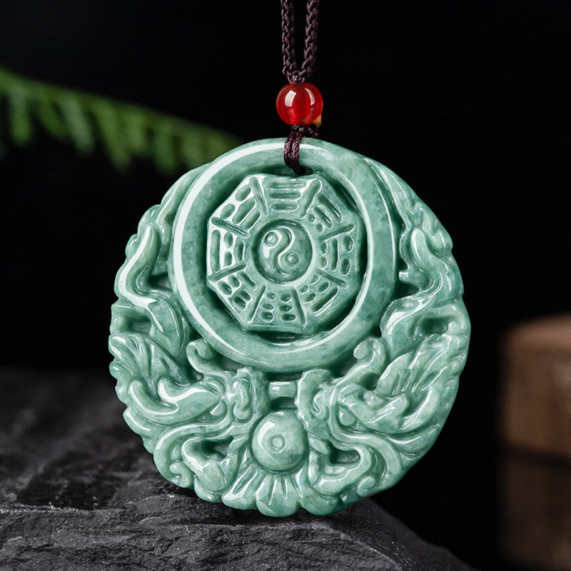 Kette Jade Drachen Yin Yang – Harmonie & Stärke – Bild 2 – Jade Kette Drachen Yin Yang Anhänger grüner Naturstein Harmonie Stärke