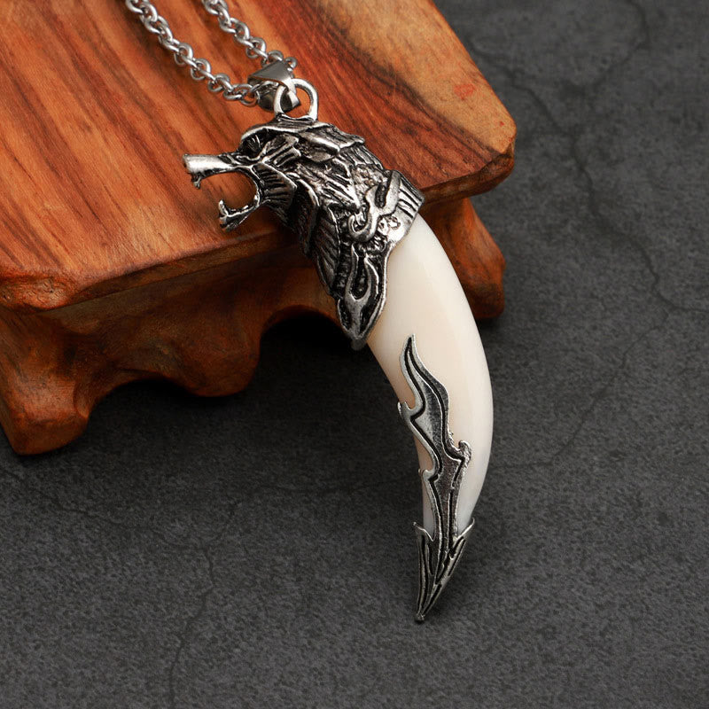 Anhänger Kette Titanium Wolfzahn Schutz silber