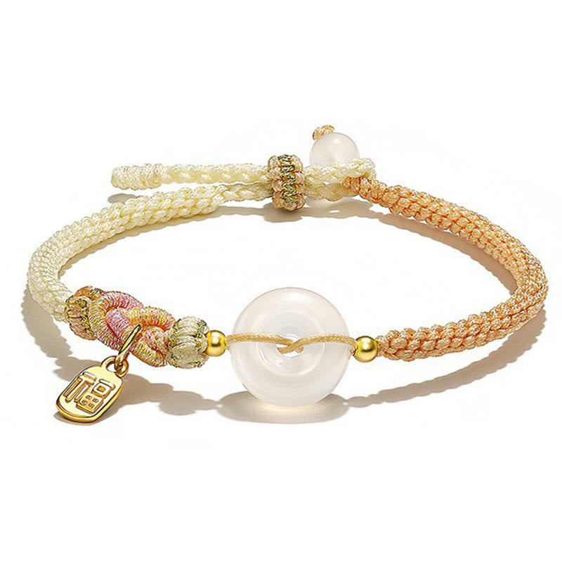 Armband Achat mit weißem Stein Schutz Glück Seil geflochten