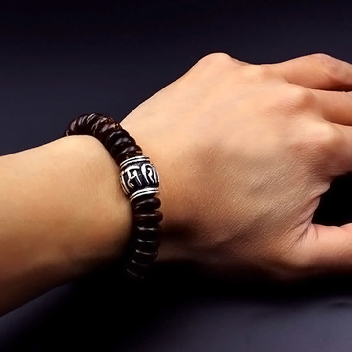 Schwarzes Om Mani Padme Hum Armband Energie Naturstein elastisch Handgelenk