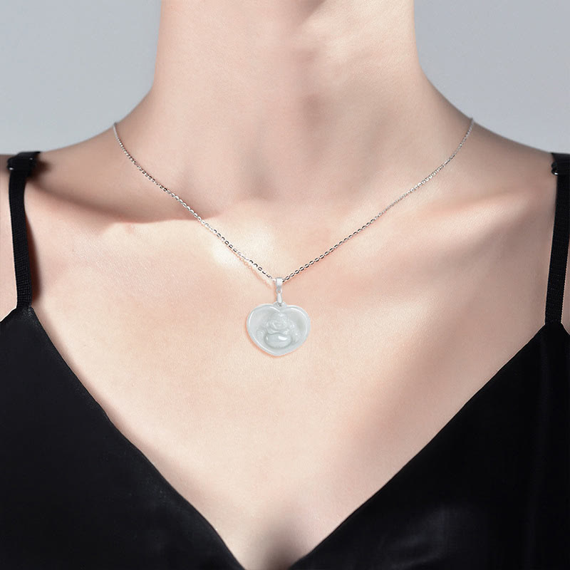 Weiße jade buddha herz-kette glück segen harmonie