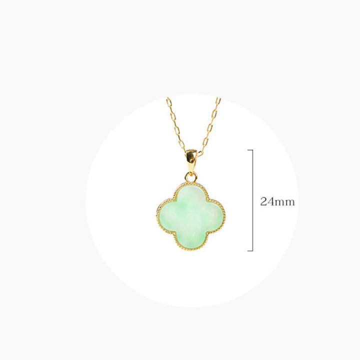 Jade Kette grüner Kleeblatt Anhänger Buddha Glück Naturstein
