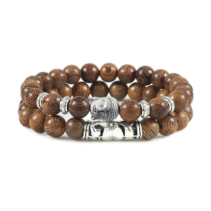 Holz Achat Armband Kristall Buddha Perlen Schutz elastisch braun