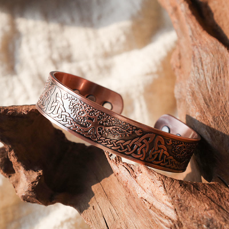 Kupfer Armband Lebensbaum – Glück & Balance mit keltischem Muster
