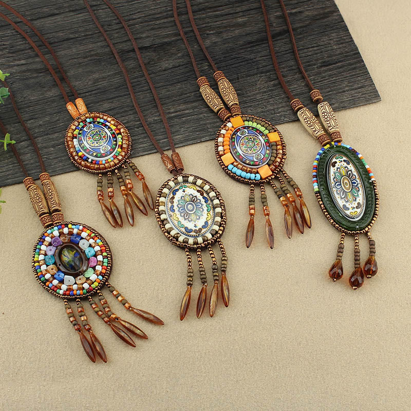 Mandala-Kette, Perlen, Buddha-Anhänger, Kreativität, Boho, Ethno